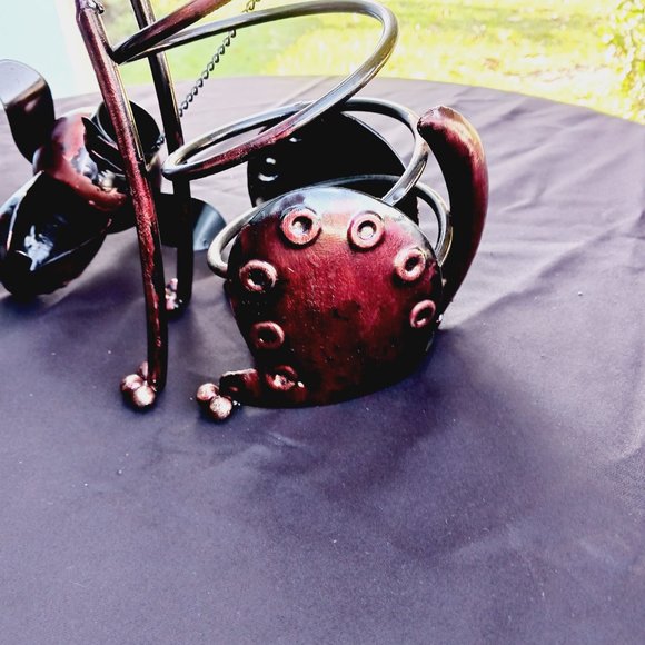 Wine Bottle Holder Dog - Metal Sculpture - Wine Rack Decor - Bloodhound/Beagle - Picture 8 of 11